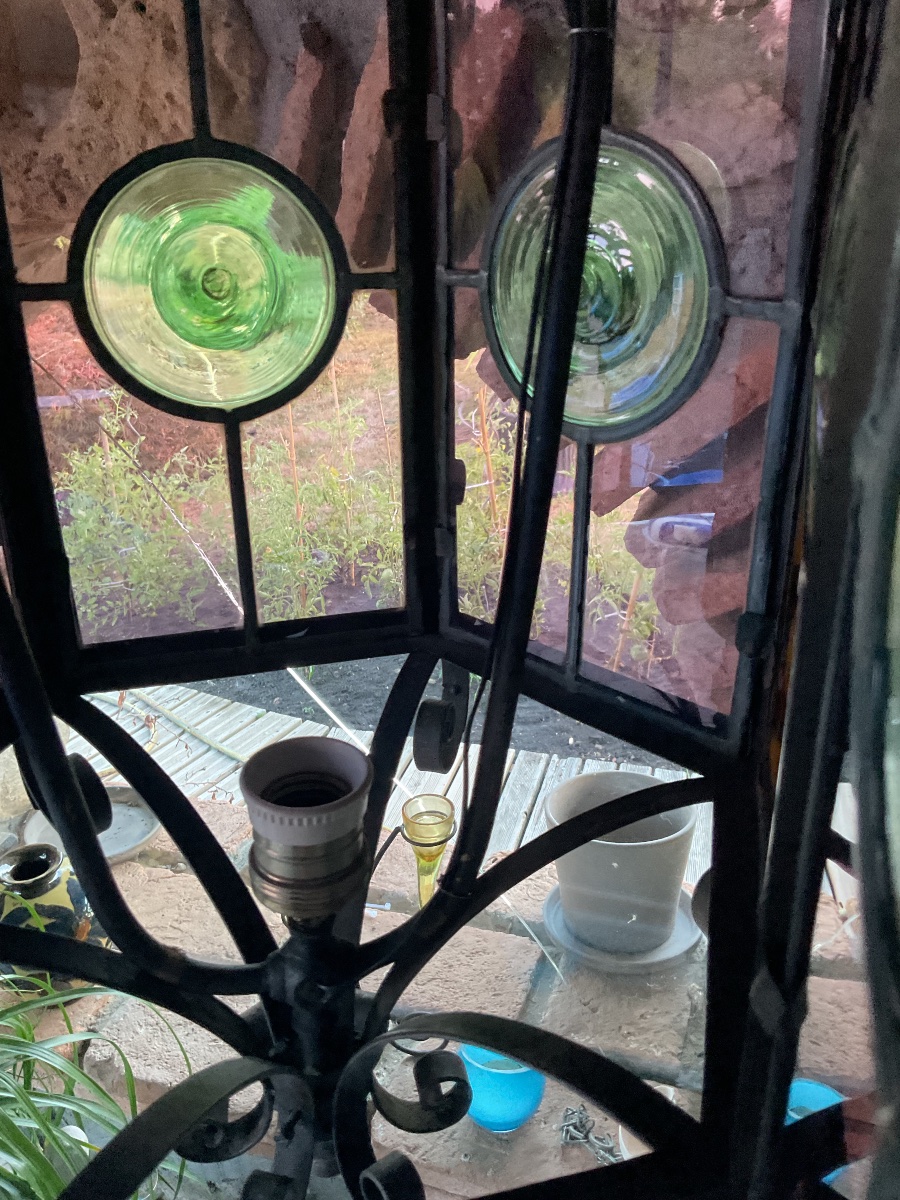 Large Lantern, Cathedral Glass, Early 20th Century -photo-3