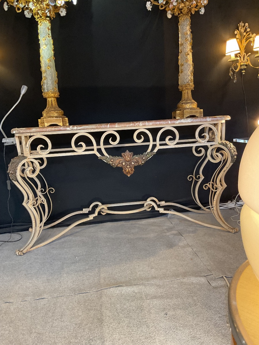 1950s Design Wrought Iron Console-photo-3