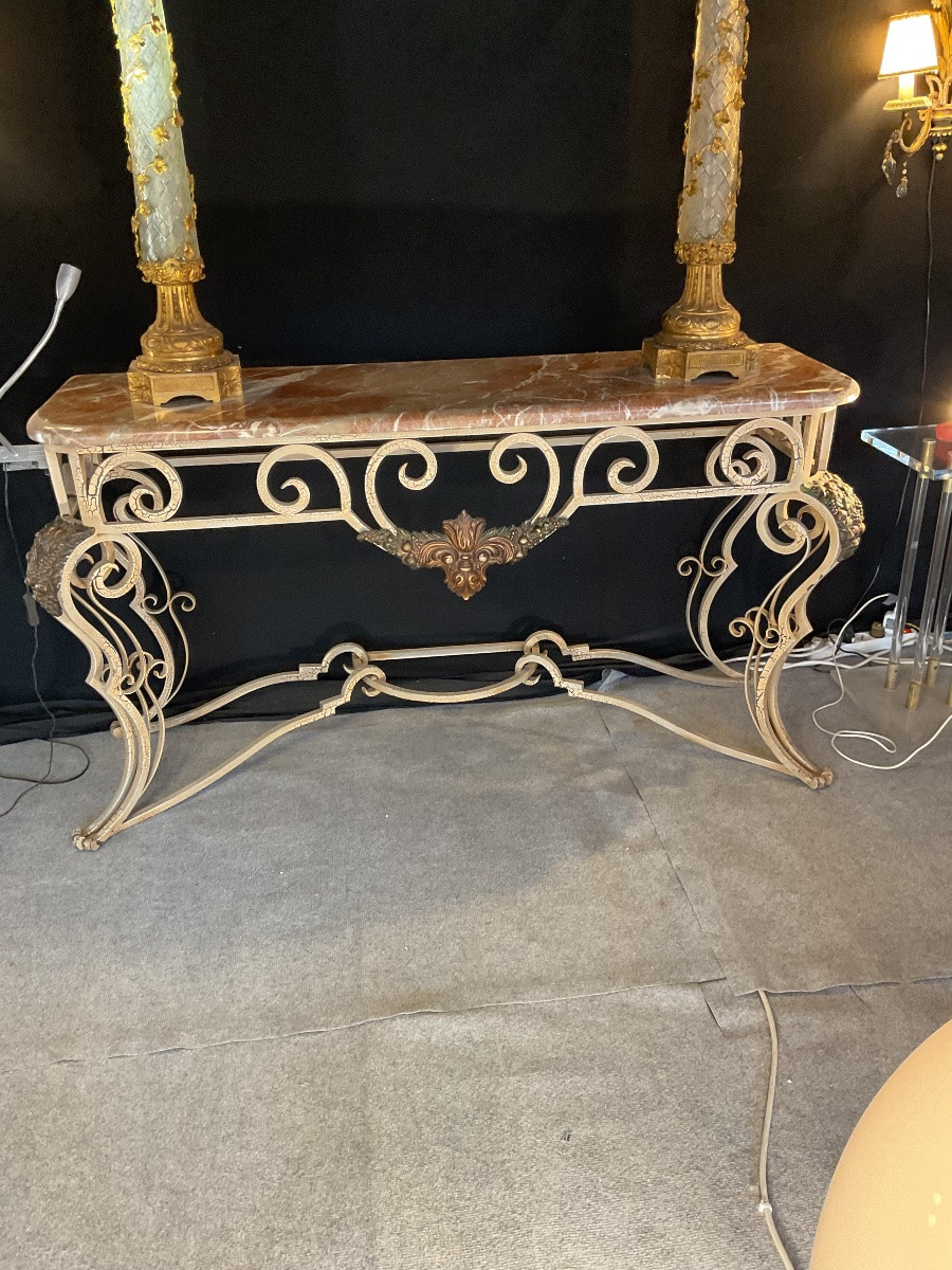 1950s Design Wrought Iron Console-photo-6