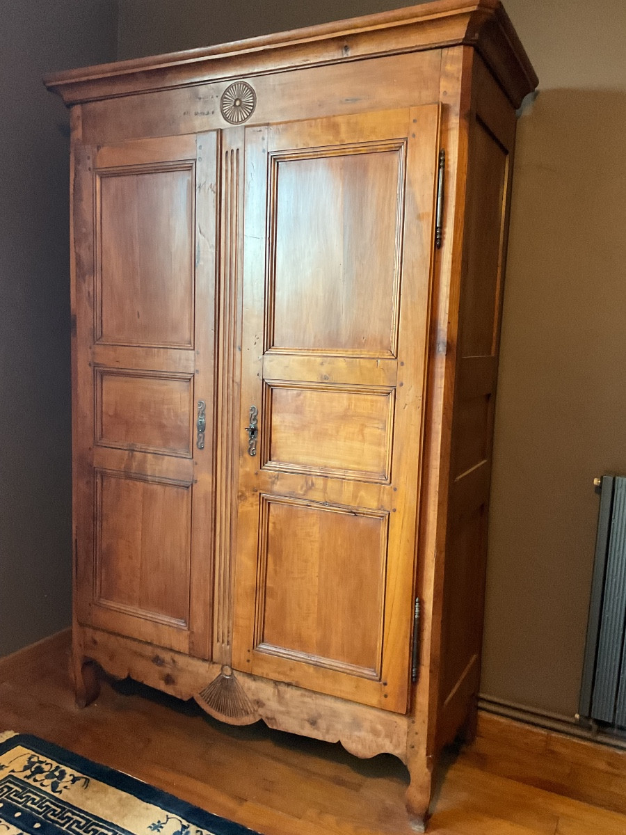 Small Cherry Wood Wardrobe, Late 18th Century 