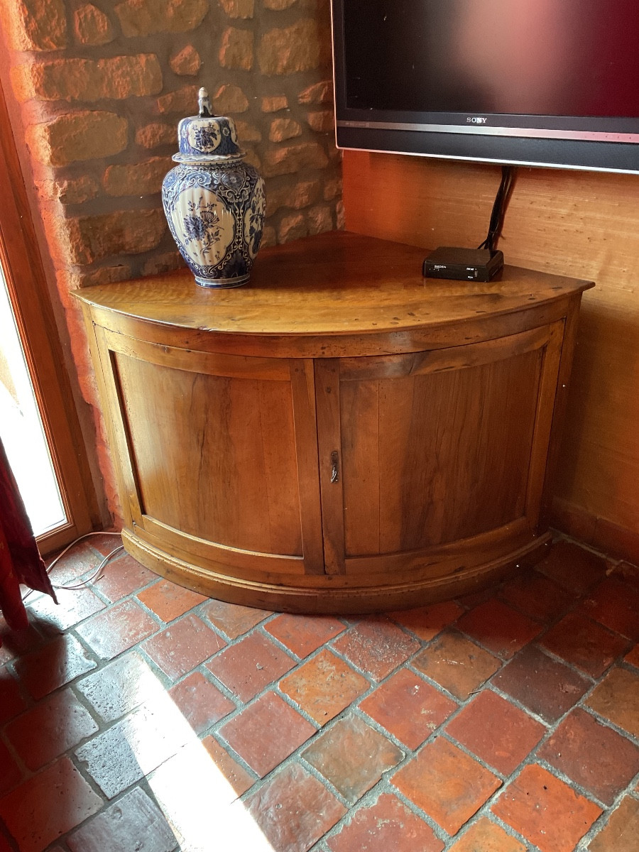 19th Century Curved Walnut Corner Cupboard 
