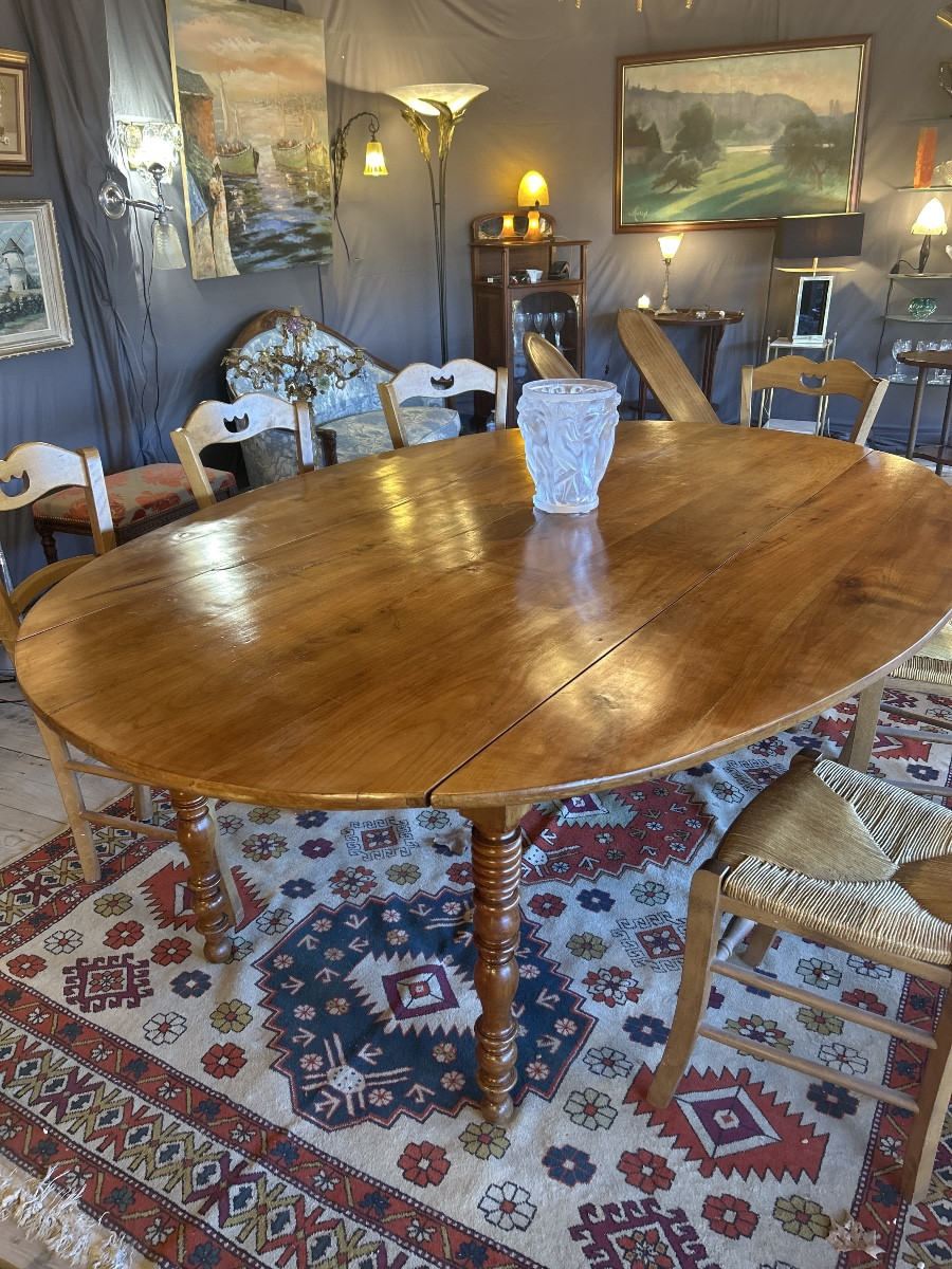 Grande table  en merisier,  XIX e siècle -photo-2