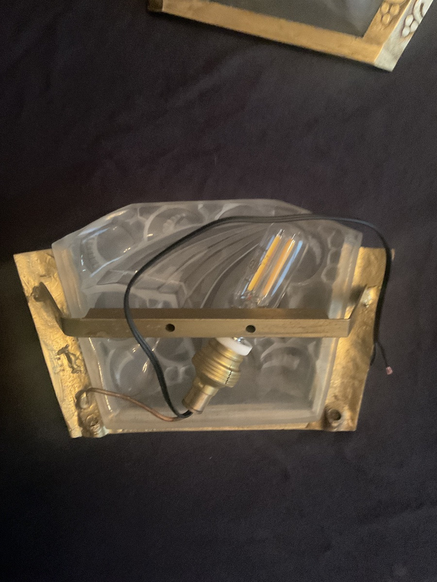 Four Art Deco Wall Lights, Signed H Mouynet, Circa 1925-photo-1