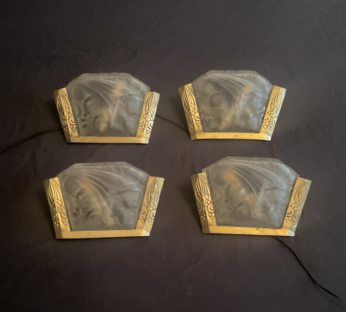 Four Art Deco Wall Lights, Signed H Mouynet, Circa 1925