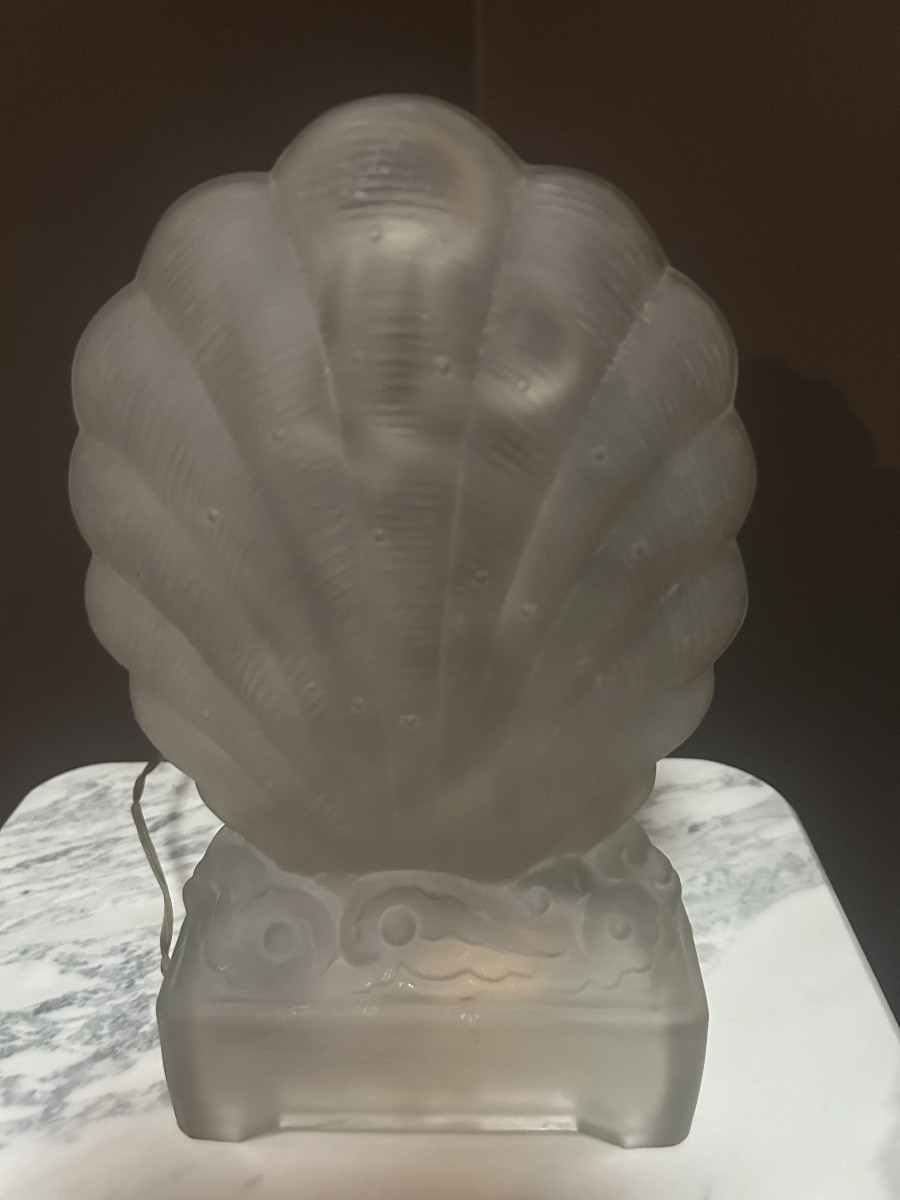 Large Art Deco Night Light Signed Verlys, Circa 1925 -photo-2