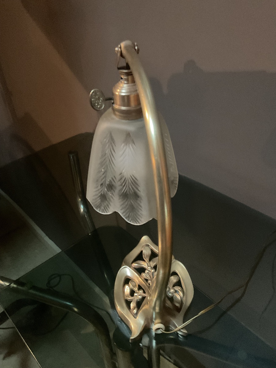 Petite lampe en bronze Art Nouveau époque 1900-photo-3