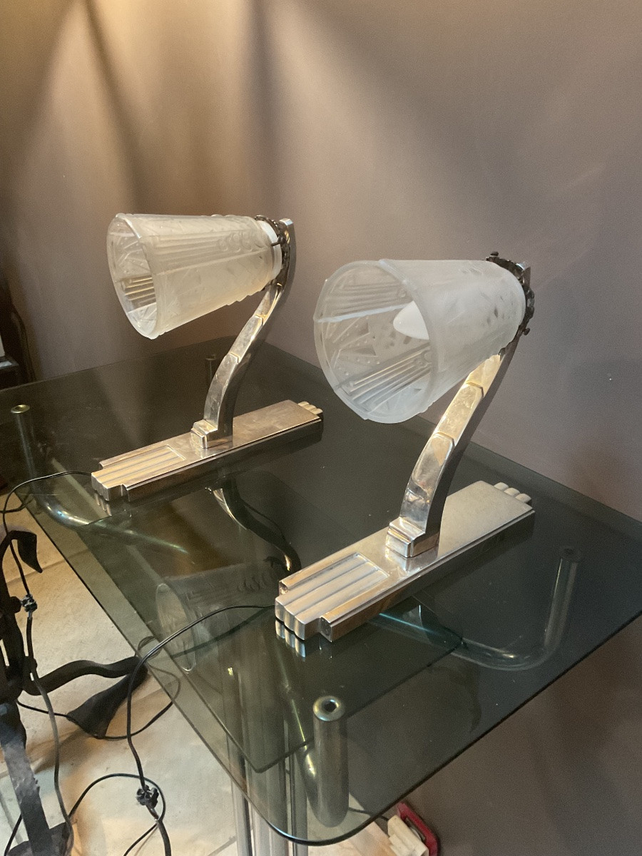 Paire d’appliques époque 1930 de Muller frères Lunévilles -photo-2