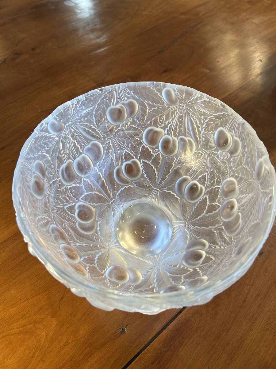 Coupe à fruits, décor de cerise signée Lalique r France -photo-2