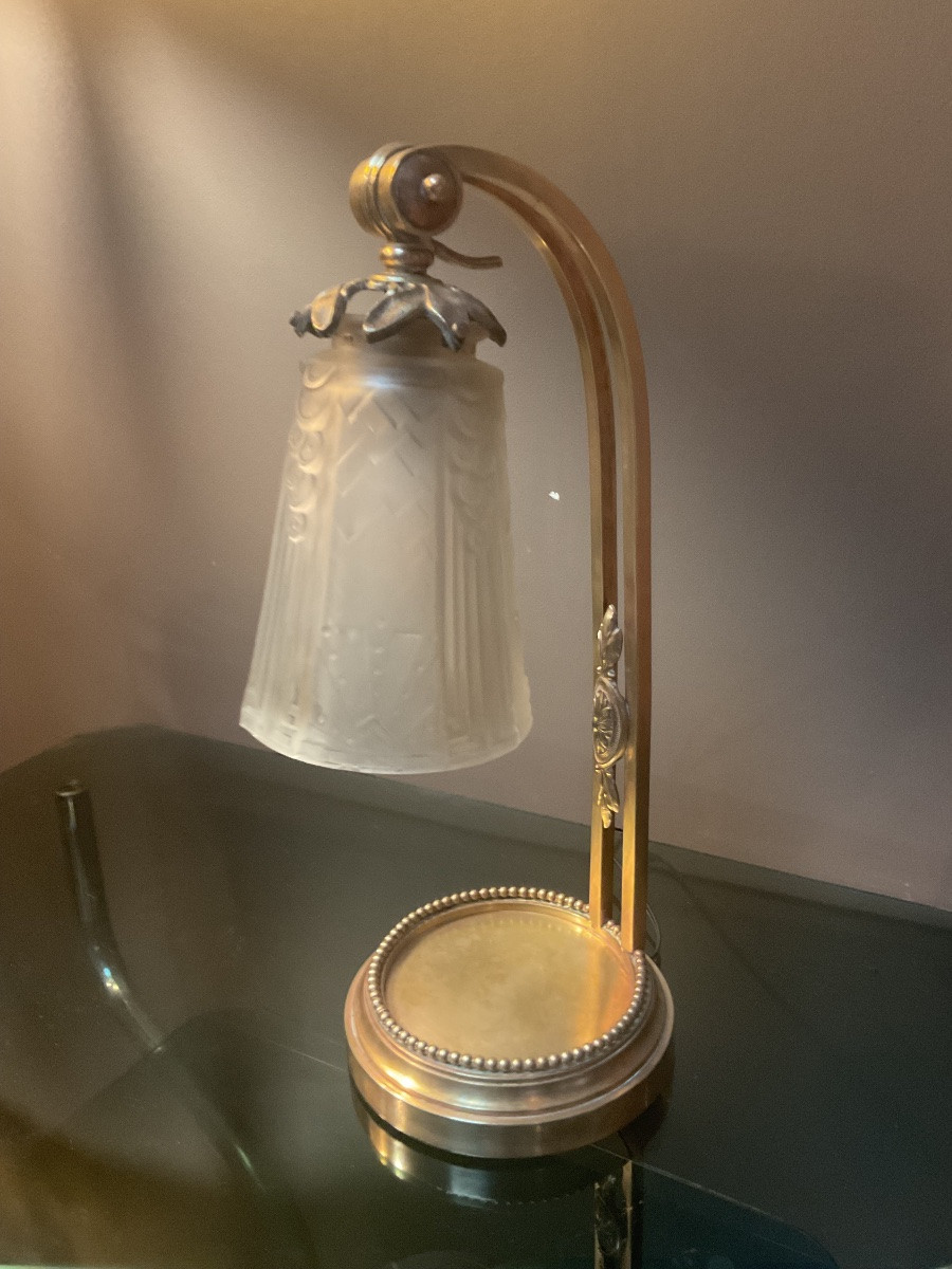 Pair Of Muller Frères Lunéville Lamps, Circa 1920-photo-3