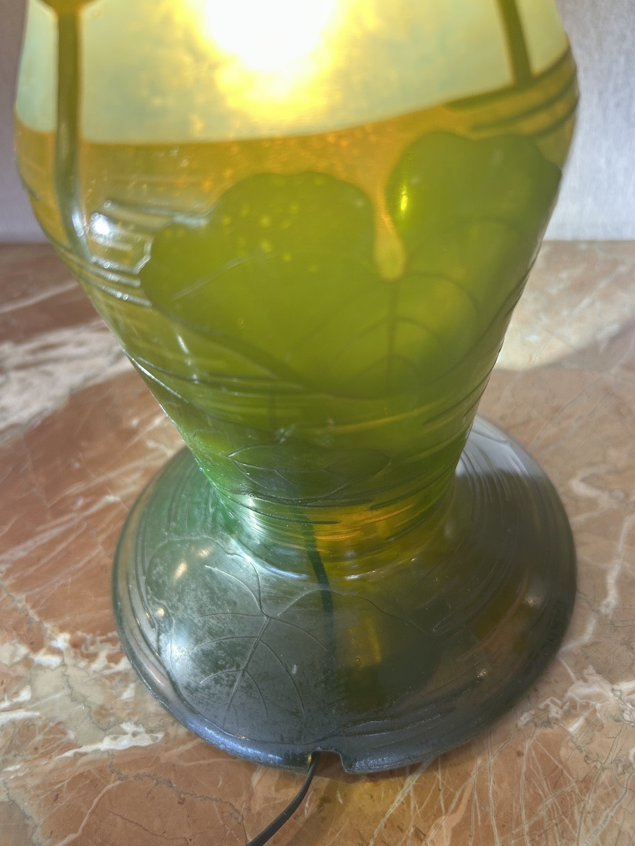 Lampe Daum Nancy dégagée à l’acide . Epoque 1900-photo-4