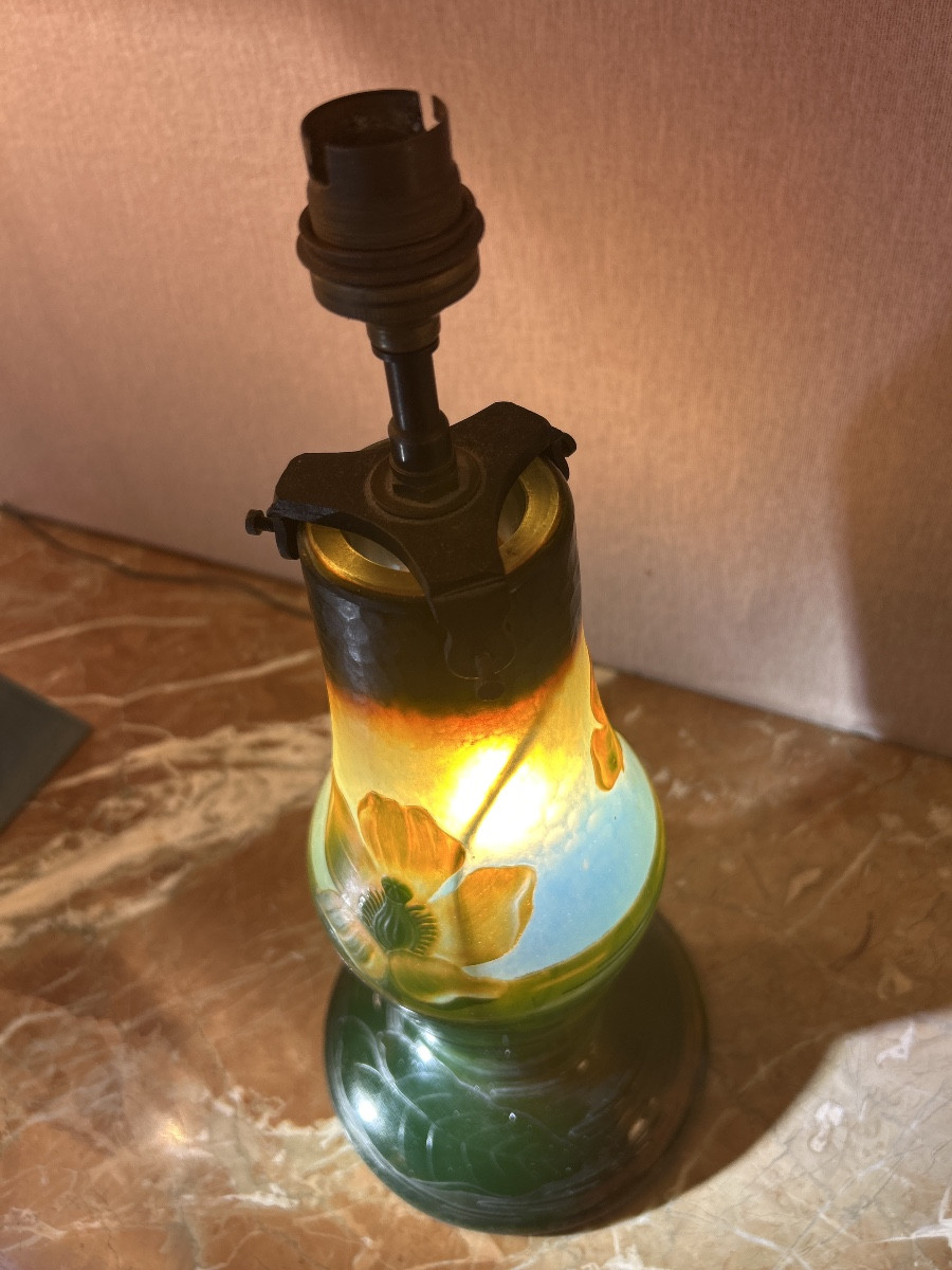 Lampe Daum Nancy dégagée à l’acide . Epoque 1900-photo-7