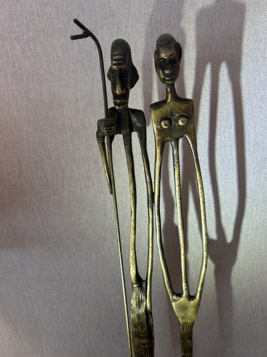 Sculpture  Statue, couple tribal  Africain  XX siècle -photo-2