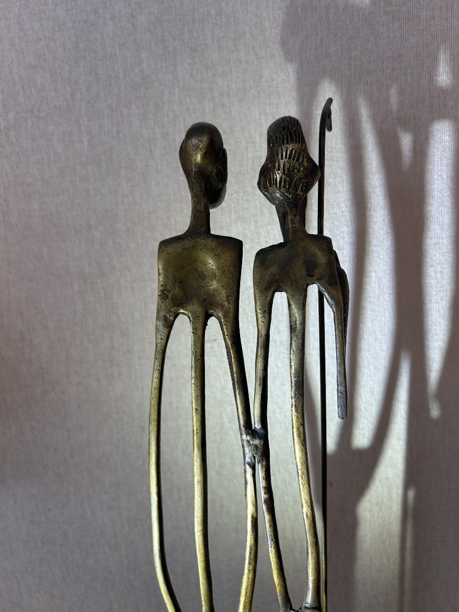 Sculpture  Statue, couple tribal  Africain  XX siècle -photo-3