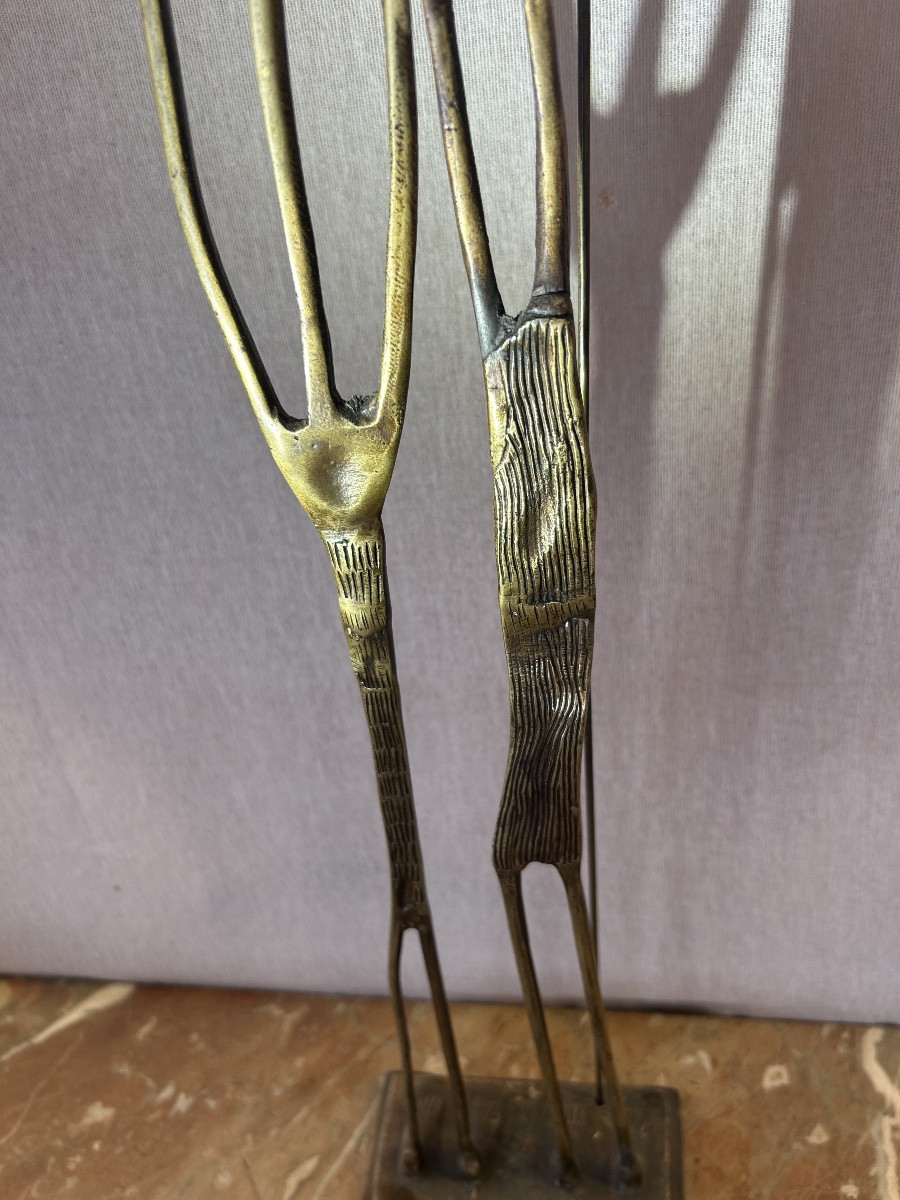 Sculpture  Statue, couple tribal  Africain  XX siècle -photo-2