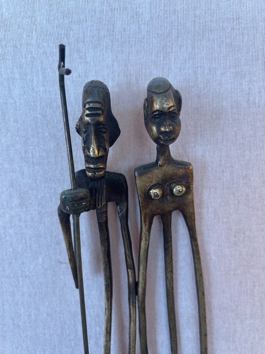 Sculpture  Statue, couple tribal  Africain  XX siècle -photo-3