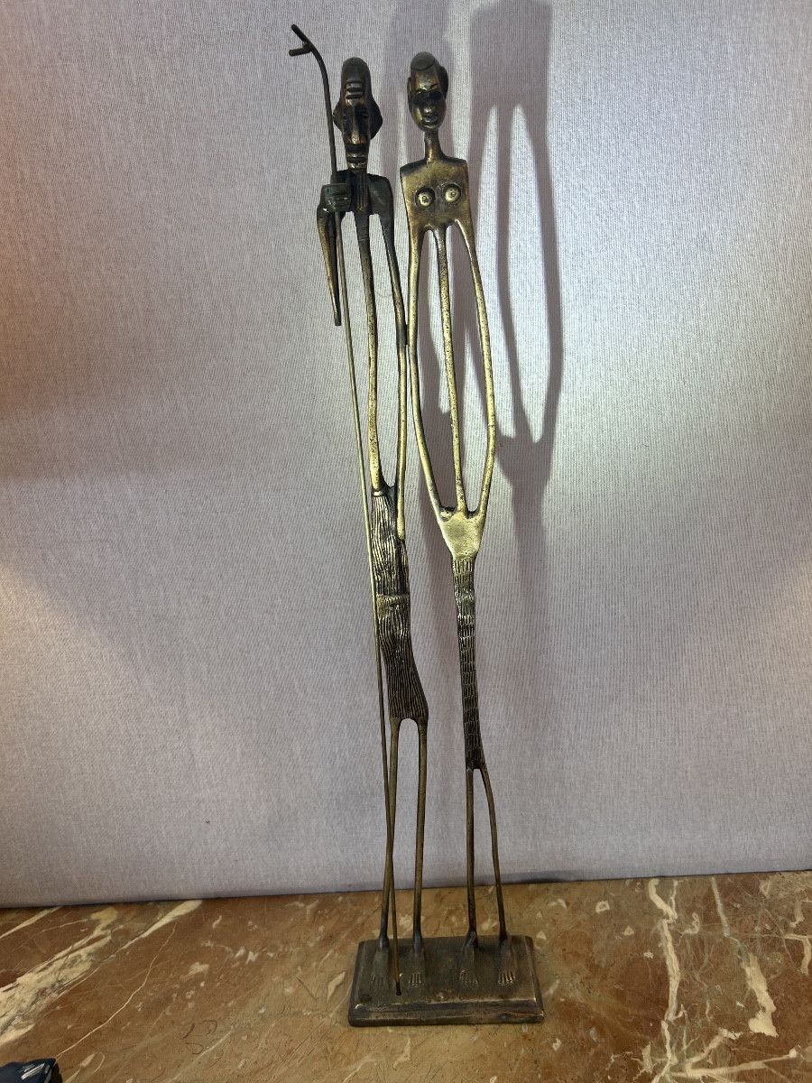 Sculpture  Statue, couple tribal  Africain  XX siècle 