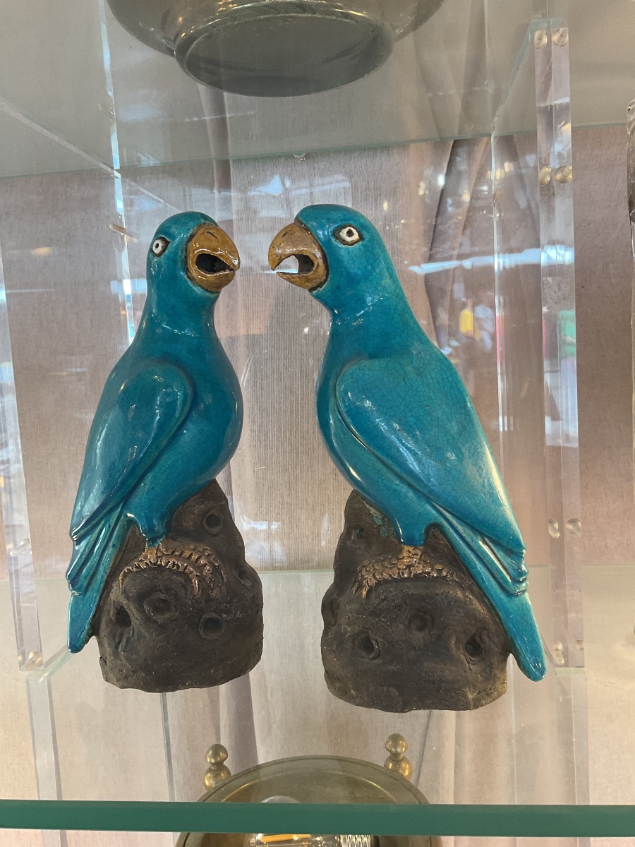 Couple de perroquets en céramique   XIXE siècle -photo-3