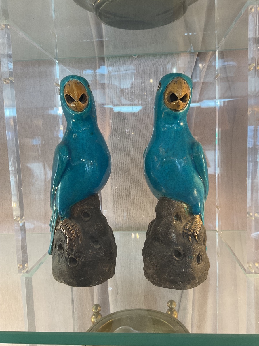 Couple de perroquets en céramique   XIXE siècle -photo-4