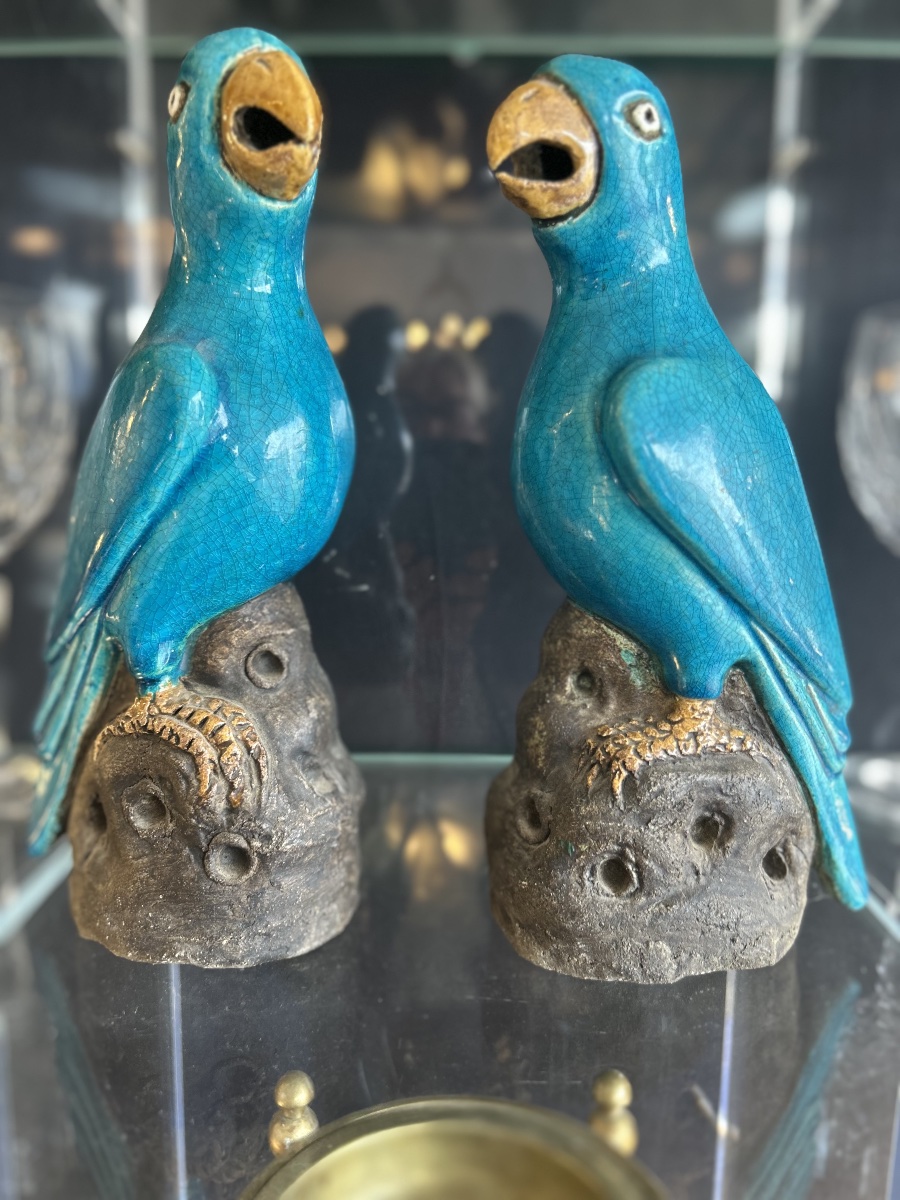 Couple de perroquets en céramique   XIXE siècle -photo-8