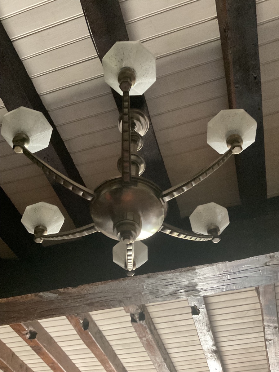 Lustre  , Suspension des années 1930  . Schneider école de Nancy -photo-3