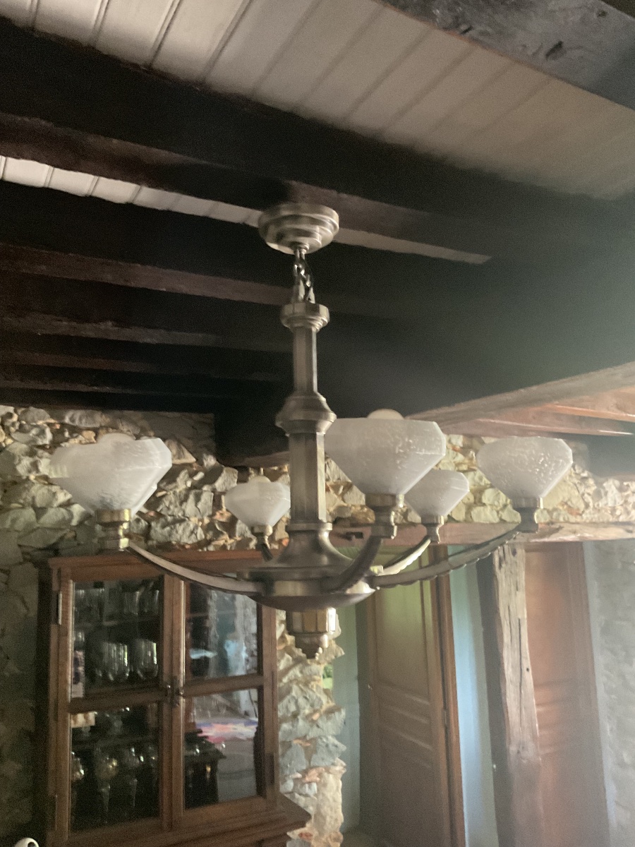 Lustre  , Suspension des années 1930  . Schneider école de Nancy -photo-4