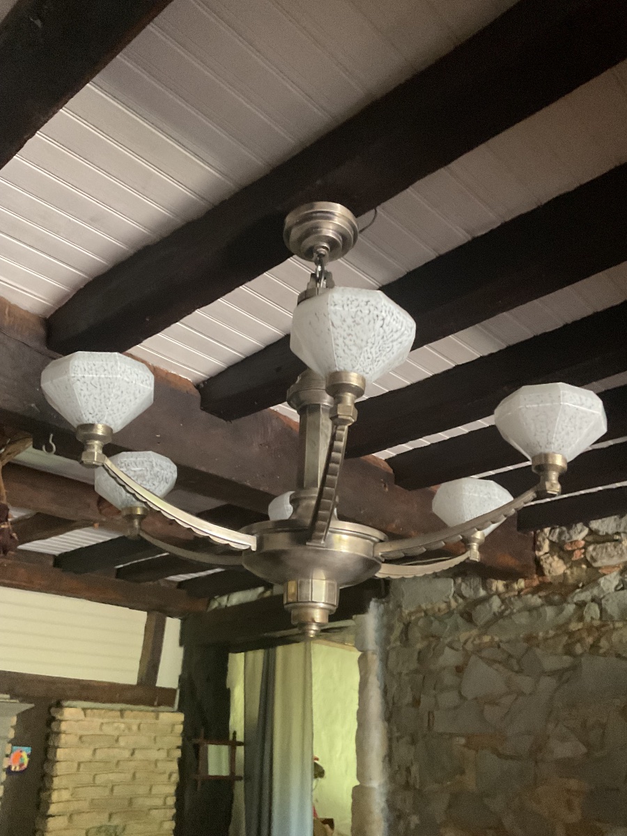 Lustre  , Suspension des années 1930  . Schneider école de Nancy -photo-1