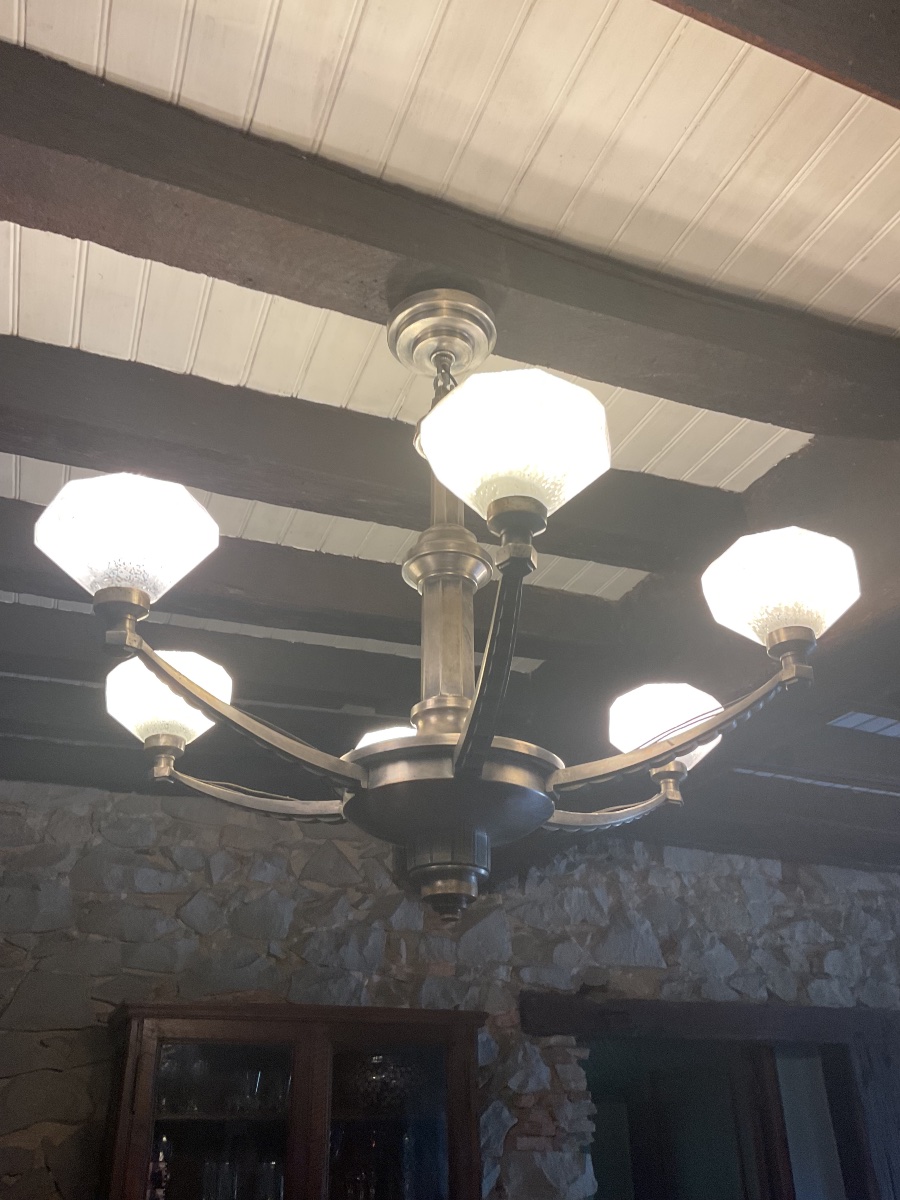 Lustre  , Suspension des années 1930  . Schneider école de Nancy -photo-3