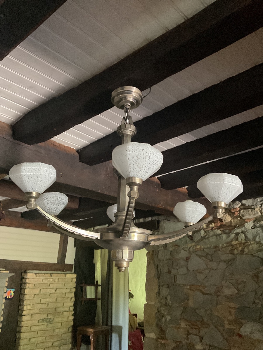 Lustre  , Suspension des années 1930  . Schneider école de Nancy -photo-8