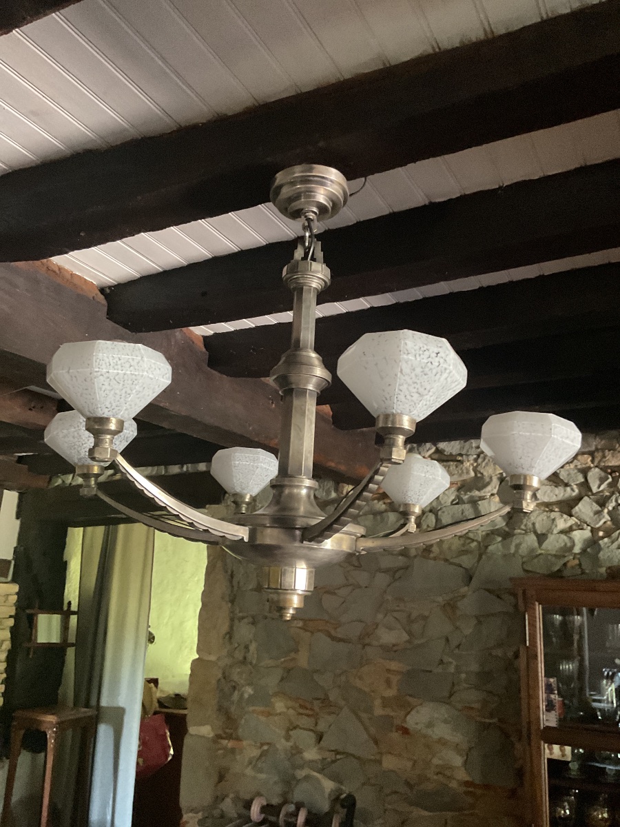 Lustre  , Suspension des années 1930  . Schneider école de Nancy 