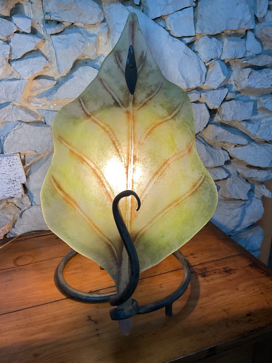 Grande lampe en pâte de verre dès années 1980  . MURANO -photo-3