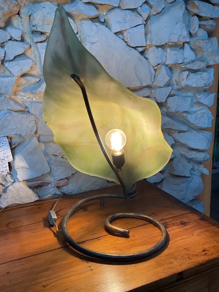Grande lampe en pâte de verre dès années 1980  . MURANO -photo-4