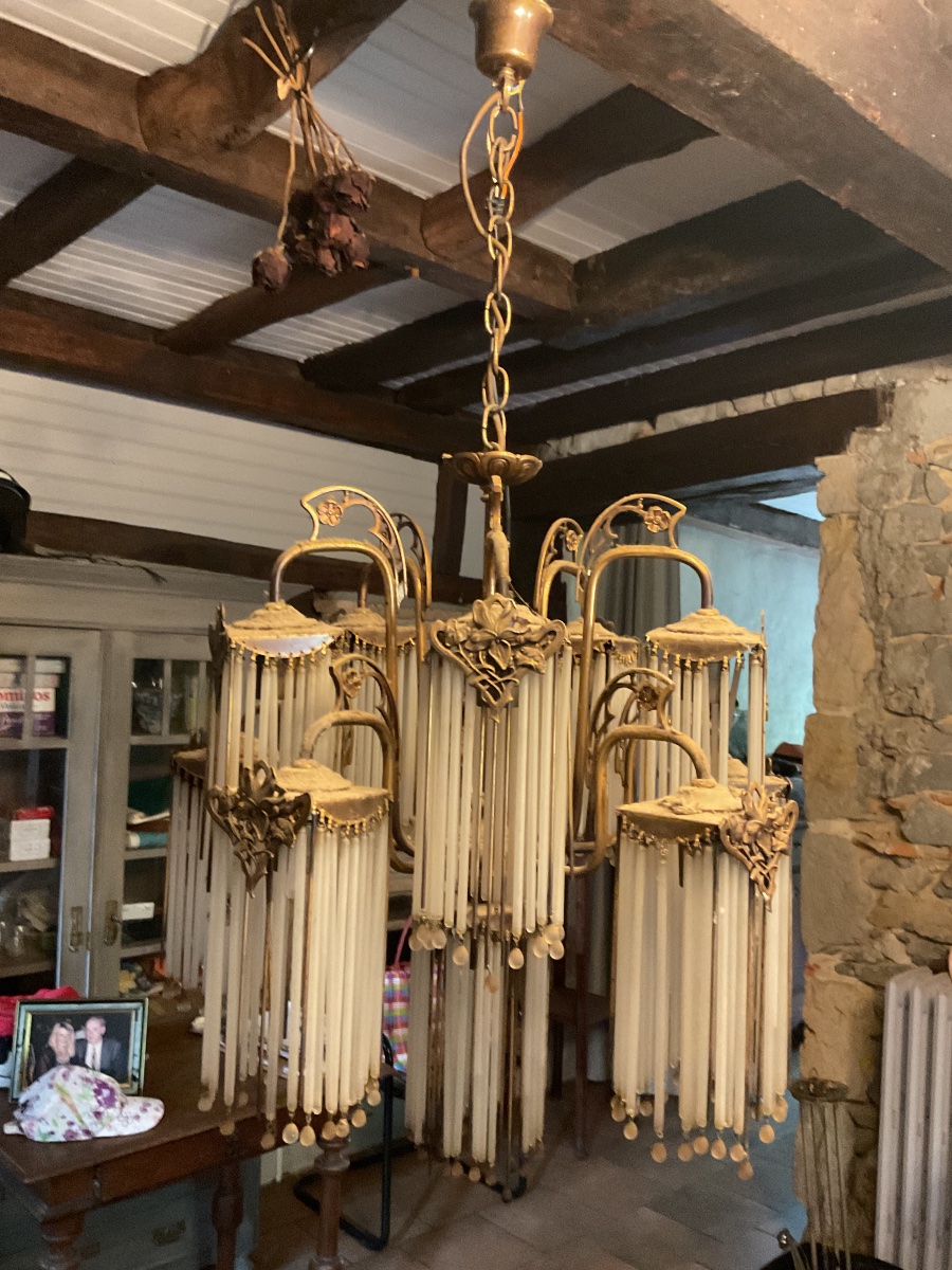 Chandelier, Art Nouveau-style Pendant Light In The Style Of Hector Guimard. Sofar -photo-6