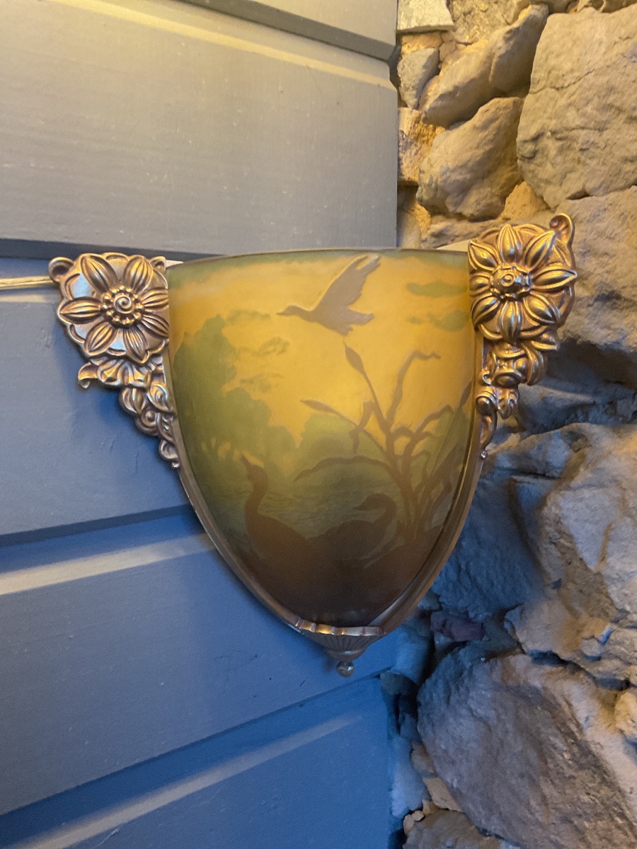 Applique d’angle Gallé  Oies sauvages Art Nouveau  Époque 1900-photo-2