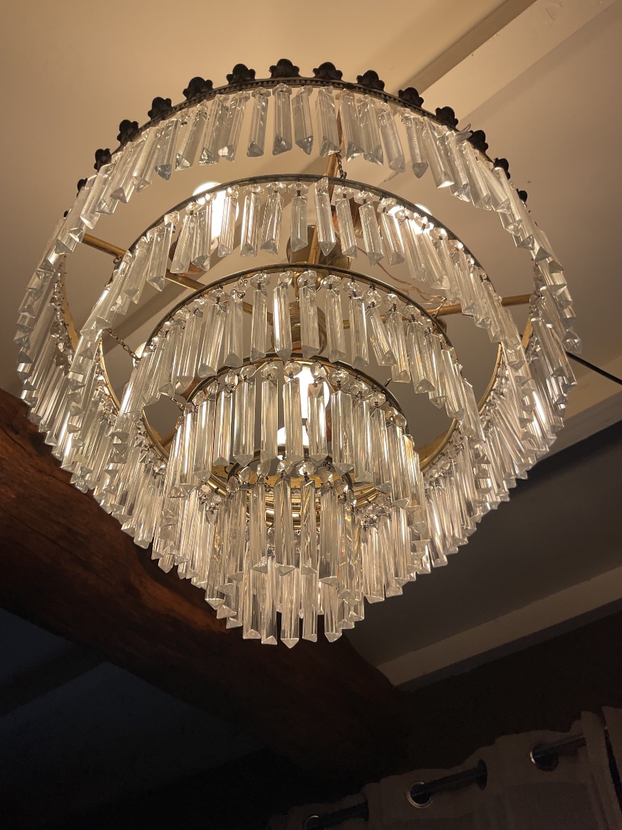 Crystal Cascade Ceiling Chandelier From The 1920s-photo-2