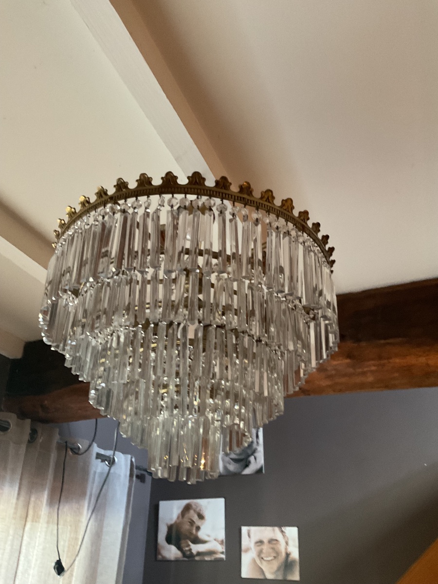 Crystal Cascade Ceiling Chandelier From The 1920s-photo-1