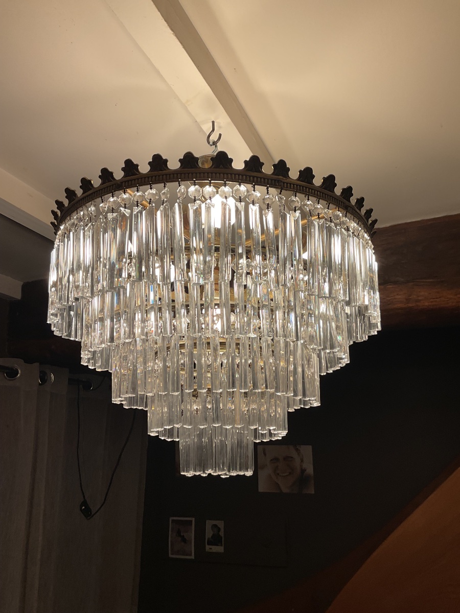 Crystal Cascade Ceiling Chandelier From The 1920s-photo-2