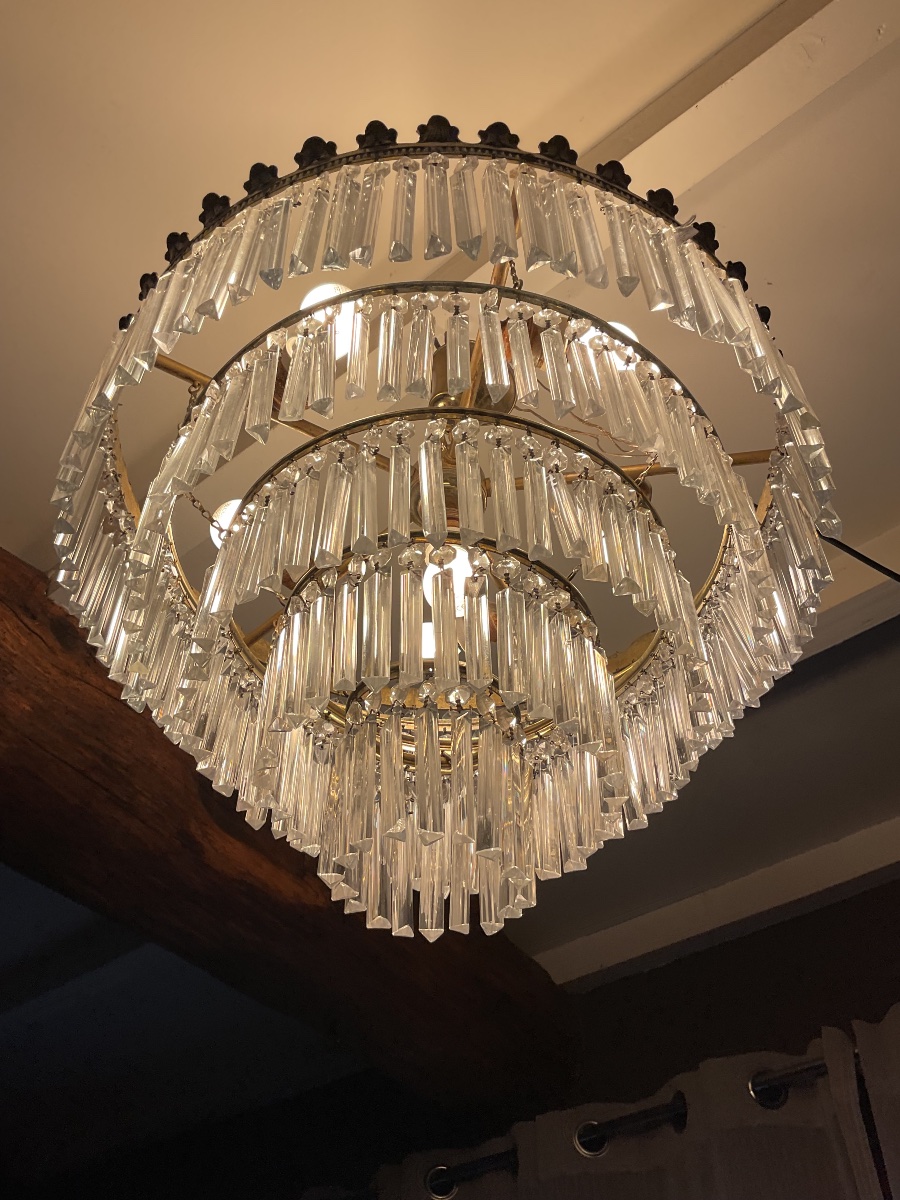 Crystal Cascade Ceiling Chandelier From The 1920s-photo-4
