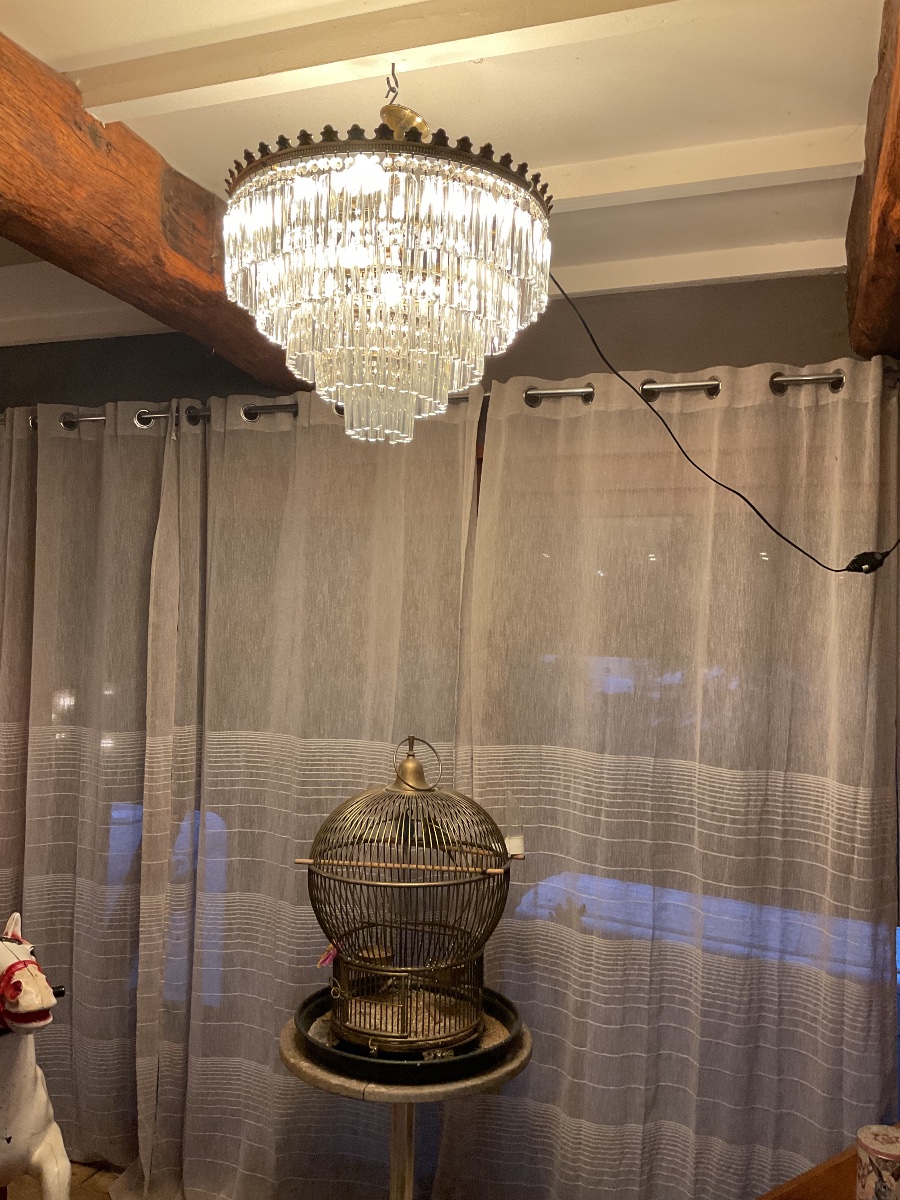 Crystal Cascade Ceiling Chandelier From The 1920s-photo-5
