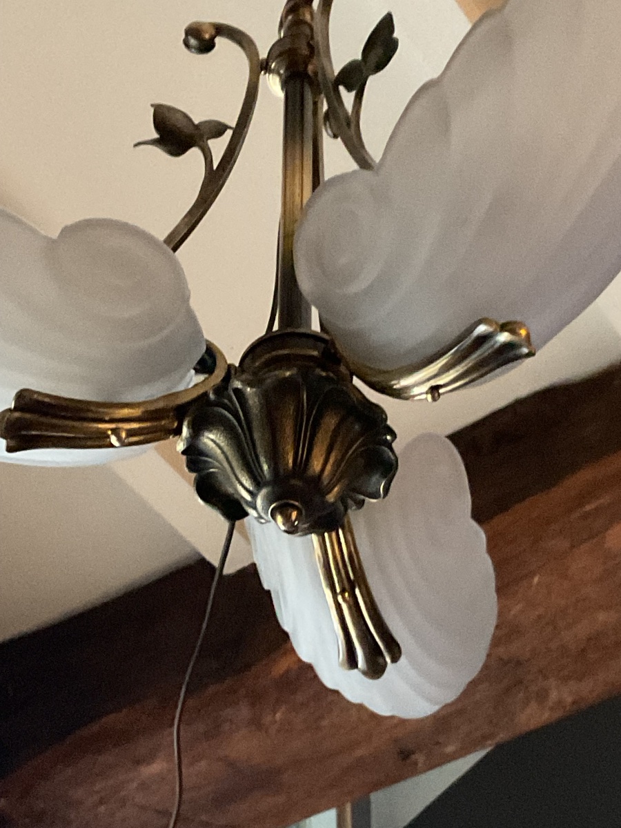 Chandelier, 1930s Seashell Pendant Light-photo-1