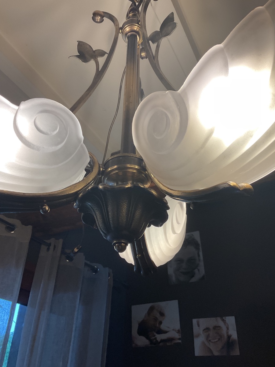 Chandelier, 1930s Seashell Pendant Light-photo-5