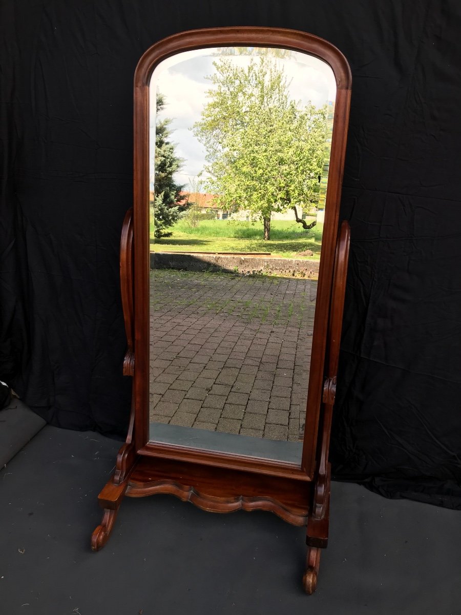 Nineteenth Century Psyche Mirror In Mahogany-photo-1