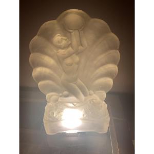 Large Art Deco Night Light Signed Verlys, Circa 1925 