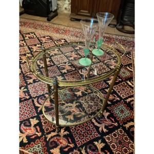 Serving Cart, Brass Rolling Bar From The 1960s