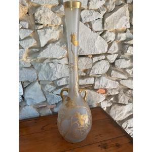 Très grand vase  Legras Art nouveau signé L Cie st Denis Paris Epoque 1900 . 