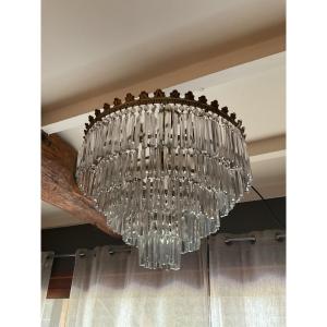 Lustre Plafonnier cascade en cristal dés années 1920