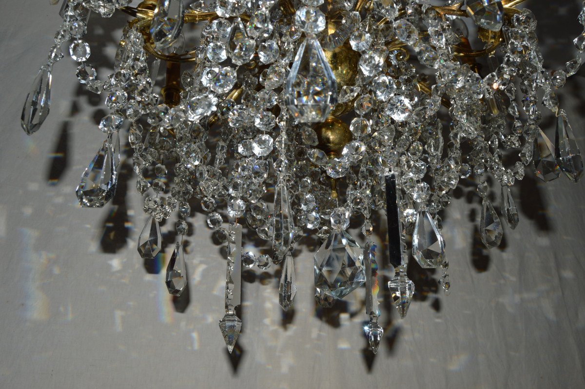 Large Chandelier In Gilt Bronze And Cut Crystal-photo-7