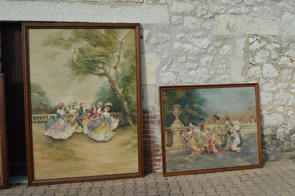 Set Of Three Large Painted Canvases-photo-2