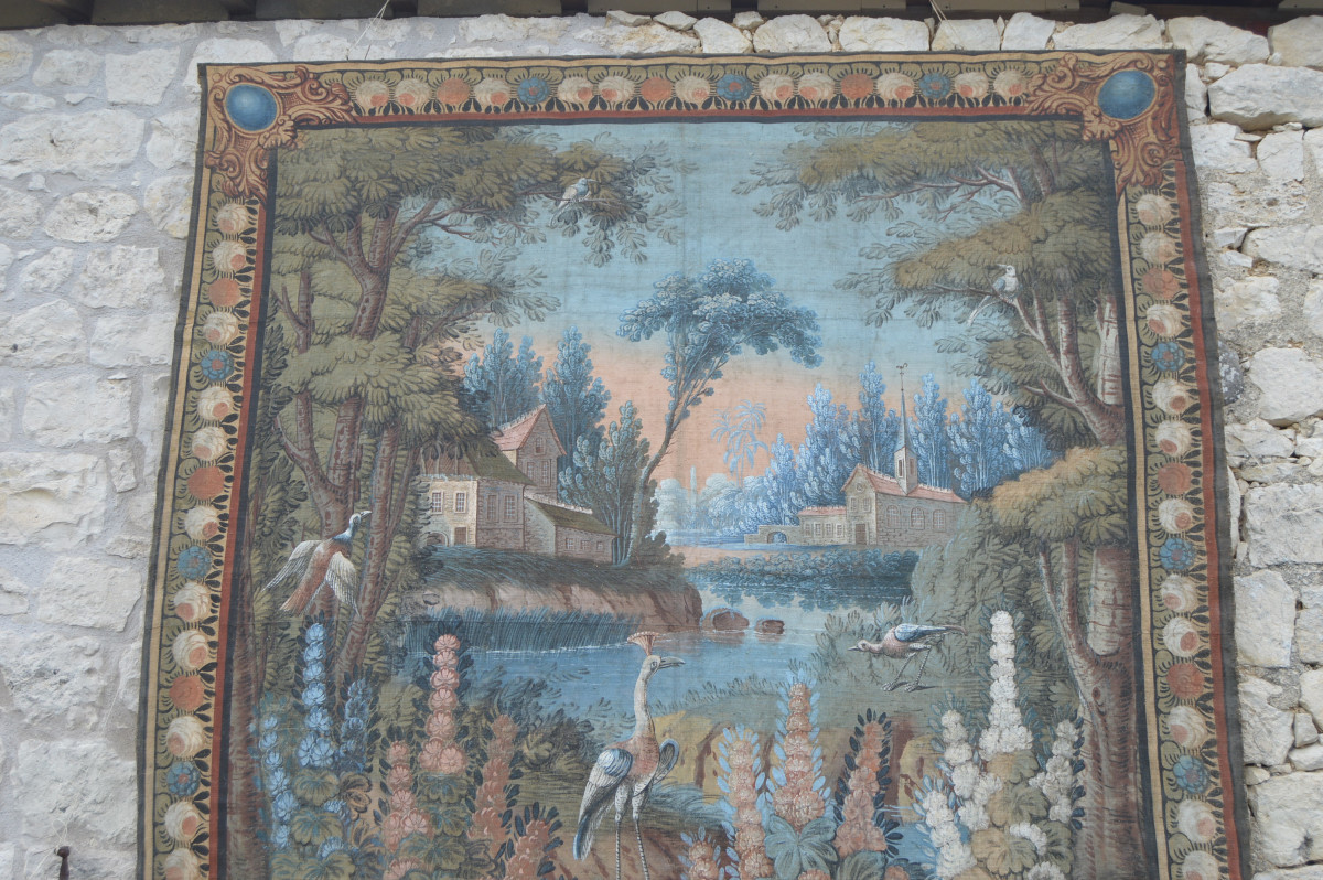 Set Of Five Large Painted Canvases From The 18th Century   -photo-4