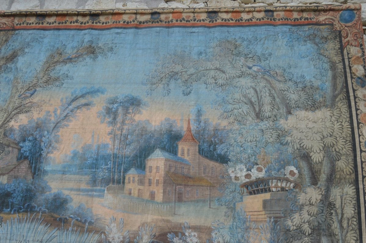 Set Of Five Large Painted Canvases From The 18th Century   -photo-3