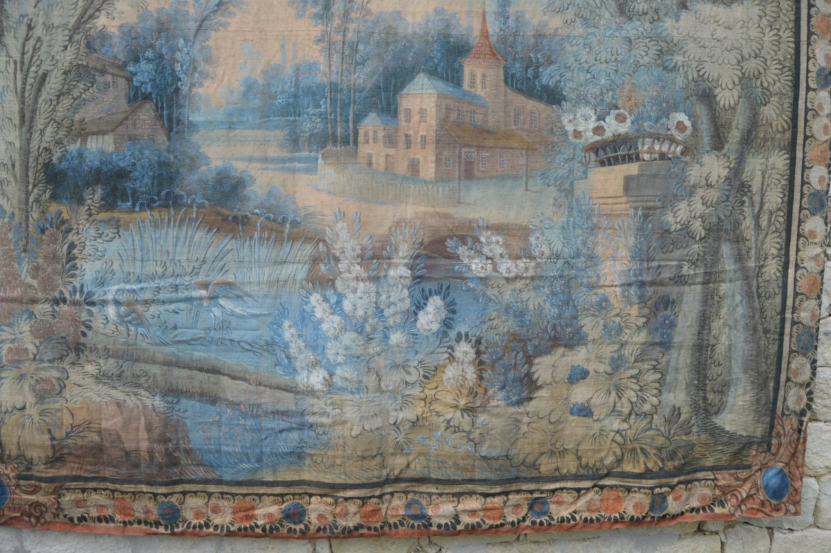 Set Of Five Large Painted Canvases From The 18th Century   -photo-4